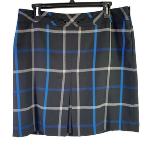 ANN TAYLOR LOFT Black Blue Gray Slightly A-Line Skirt Pleat Size 12 EUC SKU0644